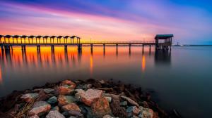 Beautiful sunset over the pier wallpaper thumb