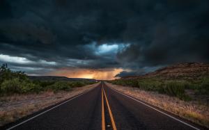 USA, Texas, road, asphalt, evening, clouds, storm wallpaper thumb