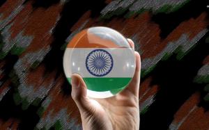 Indian flag in a glass sphere wallpaper thumb
