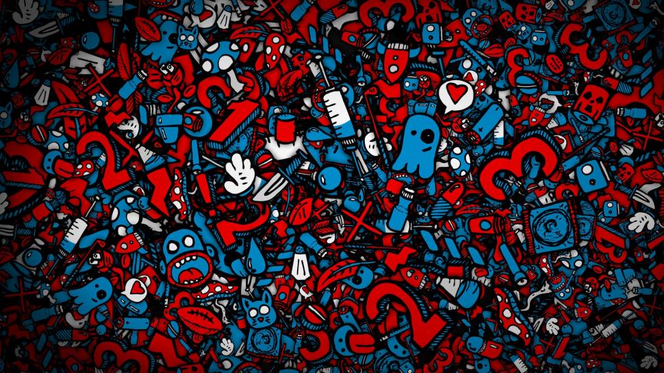 Red and Blue Collage wallpaper,3d & abstract HD wallpaper,1920x1080 wallpaper