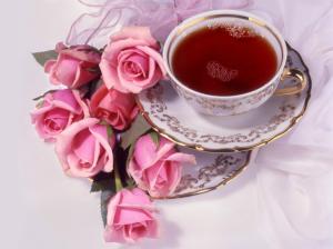 Good Morning - Tea roses cup wallpaper thumb