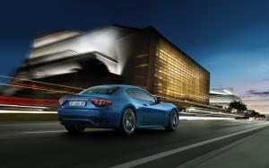 Maserati GranTurismo blue sport car speed wallpaper thumb