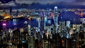 Hong Kong Cities Architecture Buildings Hdr Night Lights Pictures HD wallpaper thumb