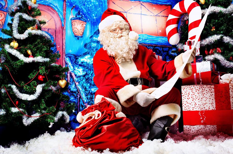 Santa claus, bag, gift, list, christmas trees wallpaper,santa claus HD wallpaper,gift HD wallpaper,list HD wallpaper,christmas trees HD wallpaper,5610x3720 wallpaper