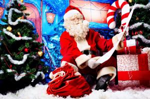 santa claus, bag, gift, list, christmas trees wallpaper thumb