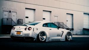 Nissan GT-R R35 white supercar rear view wallpaper thumb