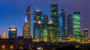 Beautiful city night, Moscow, skyscraper, lights wallpaper thumb