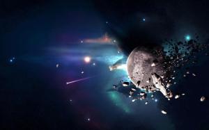 Meteorites circling the planet wallpaper thumb