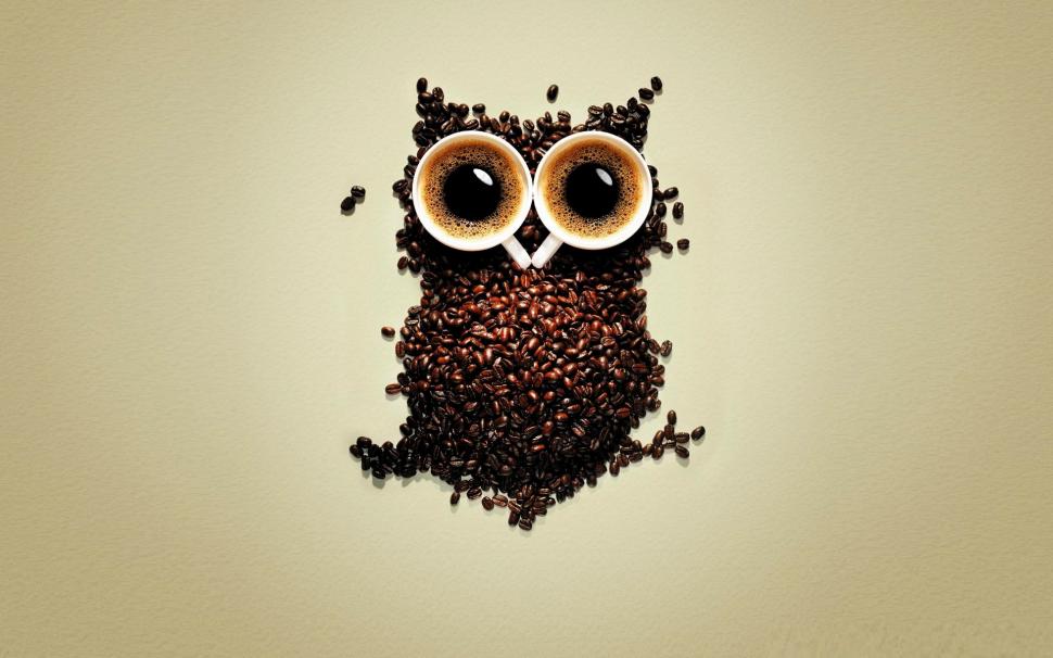 Funny Coffee Owl wallpaper,coffee seeds HD wallpaper,background HD wallpaper,coffee cups HD wallpaper,owl HD wallpaper,1920x1200 wallpaper