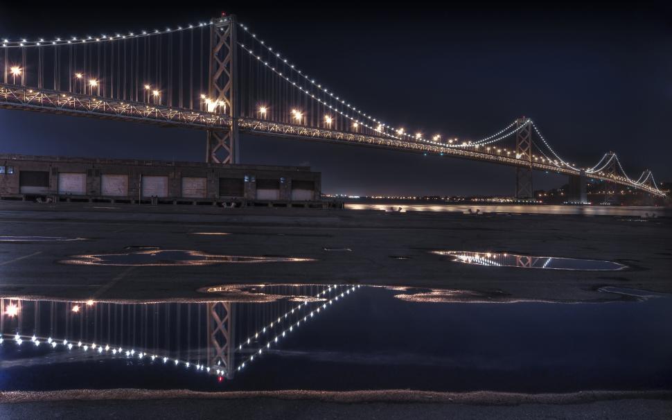 The Bay Bridge Reflecting  wallpaper,bridge HD wallpaper,reflecting HD wallpaper,travel & world HD wallpaper,2560x1600 wallpaper
