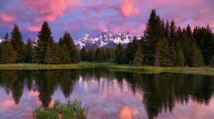Grand Teton National Park, mountains, lake, trees, forest, water reflection wallpaper thumb
