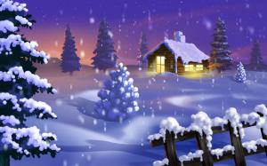 Christmas house and snow wallpaper thumb
