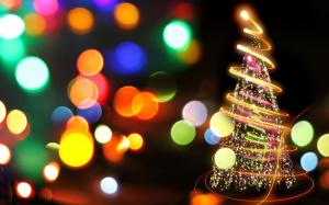 Fire tree, beautiful christmas new year colorful lights wallpaper thumb