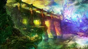 Fantasy, Castle, Architecture, Bridge, Water, Colorful, Digital Art wallpaper thumb