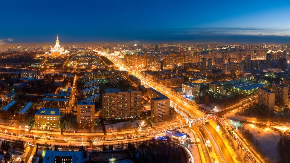 City night, lights, road, Moscow, Russia wallpaper,City HD wallpaper,Night HD wallpaper,Lights HD wallpaper,Road HD wallpaper,Moscow HD wallpaper,Russia HD wallpaper,1920x1080 wallpaper