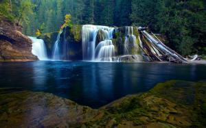 Nature scenery, river, waterfall, forest wallpaper thumb