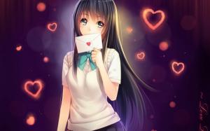 Anime girl with letter, schoolgirl wallpaper thumb