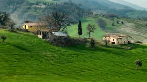 Italy, Campania, mountains, field, trees, grass, house wallpaper thumb