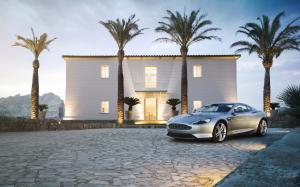 Aston Martin DB9 House Palm Trees HD wallpaper thumb