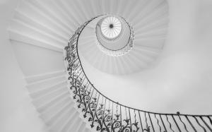 Spiral Staircase Stairs BW HD wallpaper thumb