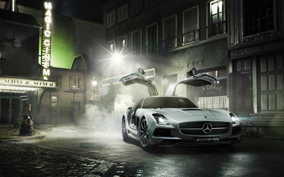 Mercedes-Benz SLS AMG City wallpaper,mercedes-benz wallpaper,city wallpaper,1680x1050 wallpaper