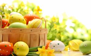 Easter Spring Holiday Eggs In Basket wallpaper thumb