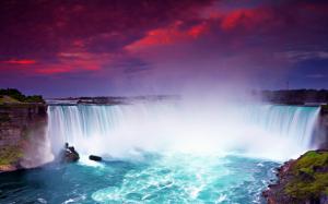 Night view Niagara Falls, beautiful waterfalls, dusk, blue water, Canada wallpaper thumb