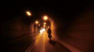 Biker Riding Through A Tunnel In Taiwan wallpaper thumb