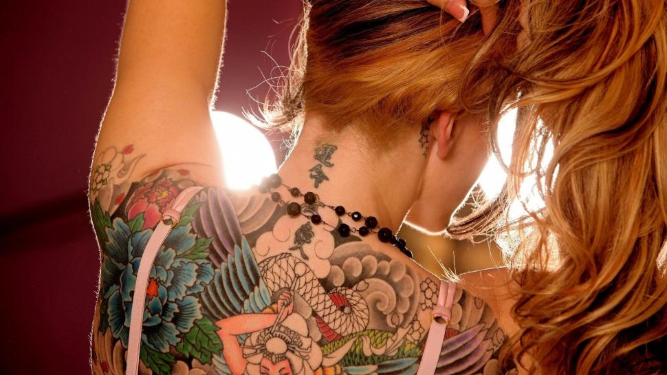 Tattoo, Women, Back, Blonde wallpaper,tattoo HD wallpaper,women HD wallpaper,back HD wallpaper,blonde HD wallpaper,1920x1080 wallpaper