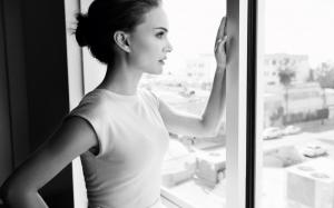Natalie Portman Actress Girl Window wallpaper thumb