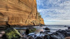 Sheer Cliff By The Seashore Hdr wallpaper thumb