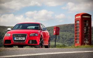 Audi RS3, Red Car, Cool, Telephone Booth wallpaper thumb