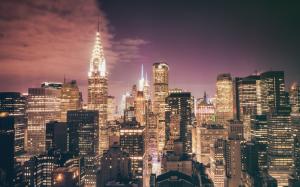 New York Buildings Skyscrapers Night Lights HD wallpaper thumb