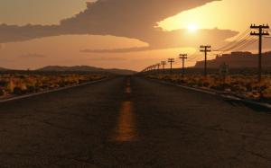 Road Route 66 Sunlight Desert CG HD wallpaper thumb