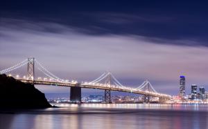 Oakland Bridge Bridge San Francisco Night Lights HD wallpaper thumb