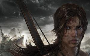 Tomb Raider Lara Croft Bow Blood Brunette Face HD wallpaper thumb