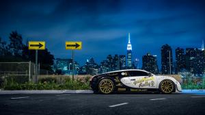 Bugatti Veyron supercar side view, New York, city, night, lights wallpaper thumb