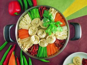 dumplings, vegetables, herbs, pepper wallpaper thumb