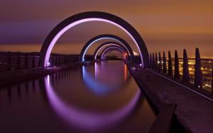 Falkirk City United Kingdom Scotland Night Great Britain Lights Reflections HD 1080p wallpaper thumb