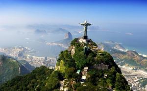 Rio, Brazil, statue, city, mountains, clouds wallpaper thumb