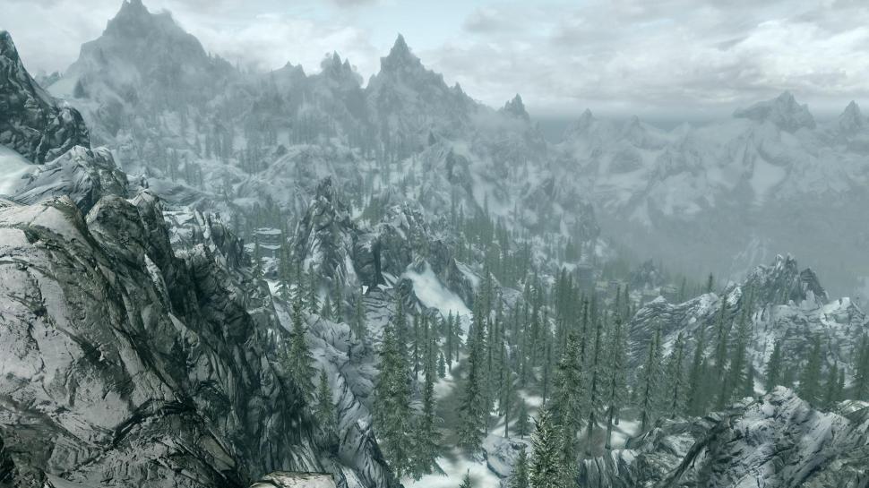 Skyrim: On Top Of The World wallpaper,forest HD wallpaper,landscape HD wallpaper,mountains HD wallpaper,snow HD wallpaper,skyrim HD wallpaper,nature HD wallpaper,scenery HD wallpaper,games HD wallpaper,1920x1080 wallpaper