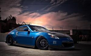 nissan, 370z, tuning, blue, side view wallpaper thumb