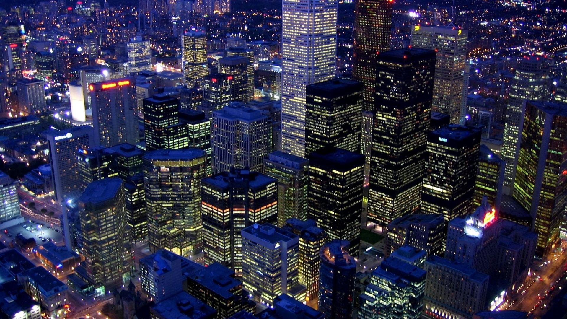 View From Cn Tower In Toronto At Night wallpaper | nature and landscape |  Wallpaper Better