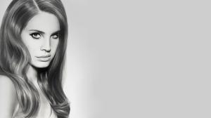 Lana Del Rey Drawing Face BW HD wallpaper thumb