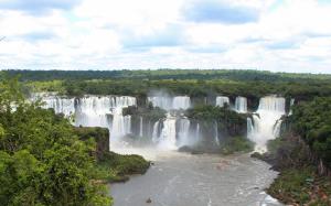 Iguazu Falls, beautiful nature landscape, waterfalls, boats wallpaper thumb