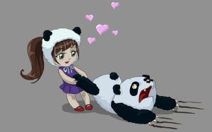 Funny Girl Love Panda wallpaper thumb