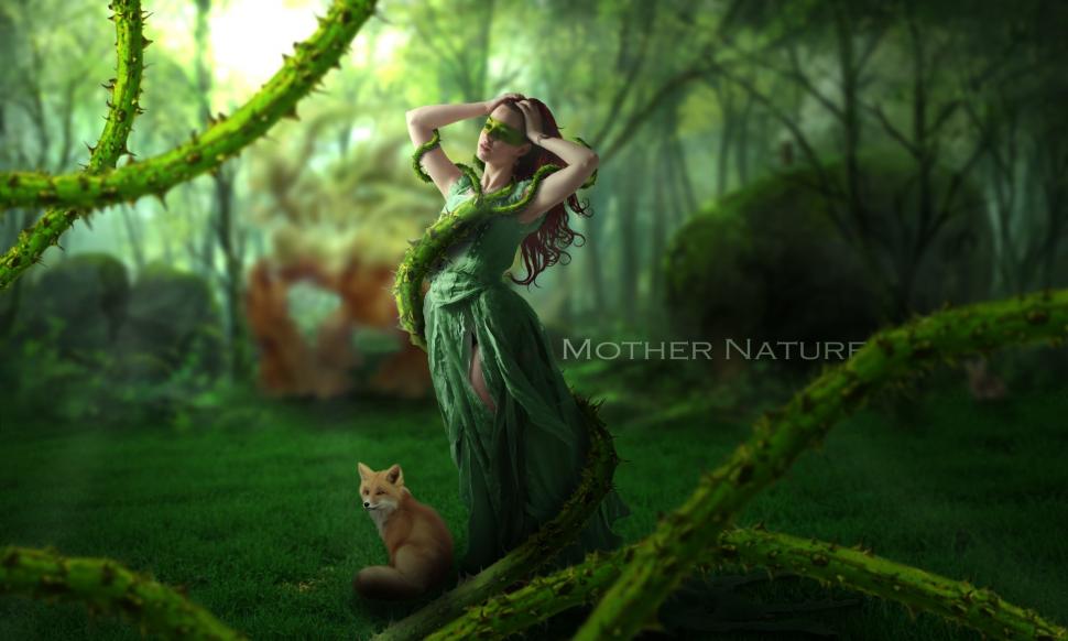 Women, Fantasy, Fox, Green, Forest, Mother Nature wallpaper,women HD wallpaper,fantasy HD wallpaper,fox HD wallpaper,green HD wallpaper,forest HD wallpaper,mother nature HD wallpaper,1920x1152 wallpaper