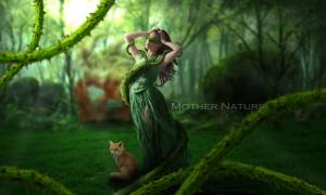 Women, Fantasy, Fox, Green, Forest, Mother Nature wallpaper thumb