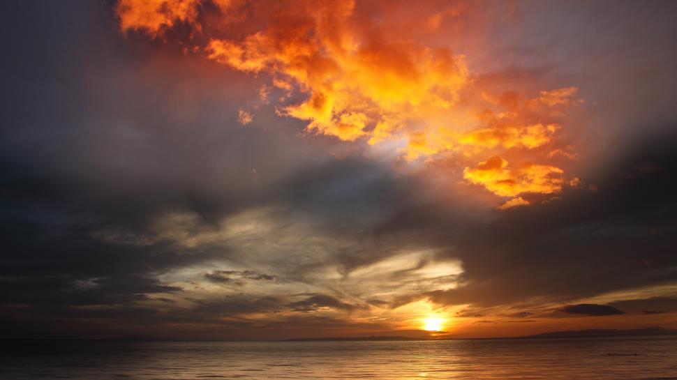 Sunset Ocean Clouds HD wallpaper,nature HD wallpaper,ocean HD wallpaper,clouds HD wallpaper,sunset HD wallpaper,1920x1080 wallpaper