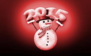red new year 2015 photo with snowman wallpaper thumb